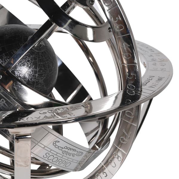 Kensington Silver Armillary Sphere 75 cm – Aluminium Astronomical Sculpture