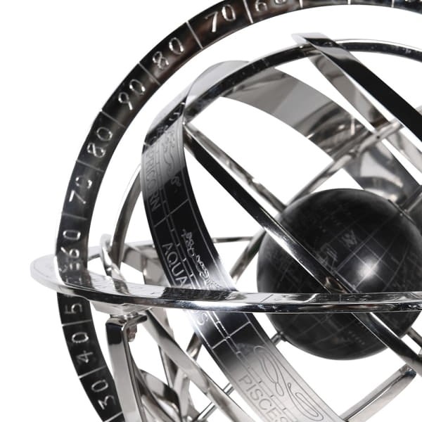 Kensington Silver Armillary Sphere 75 cm – Aluminium Astronomical Sculpture