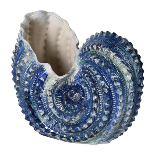 Organic Blue Ceramic Shell Vase 41 cm