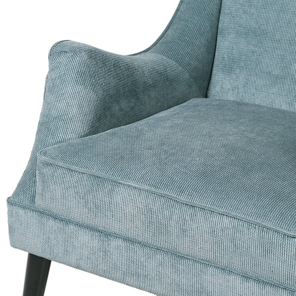 Blue Velvet Accent Armchair with Black Legs and Gold Detailing