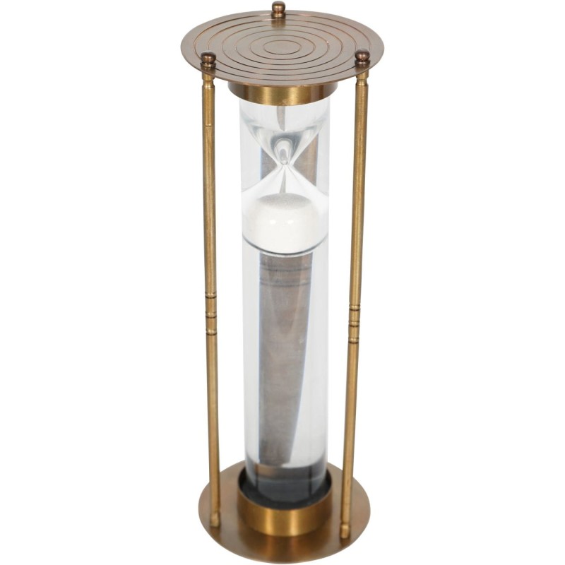Antique brass decorative sand timer for a living room