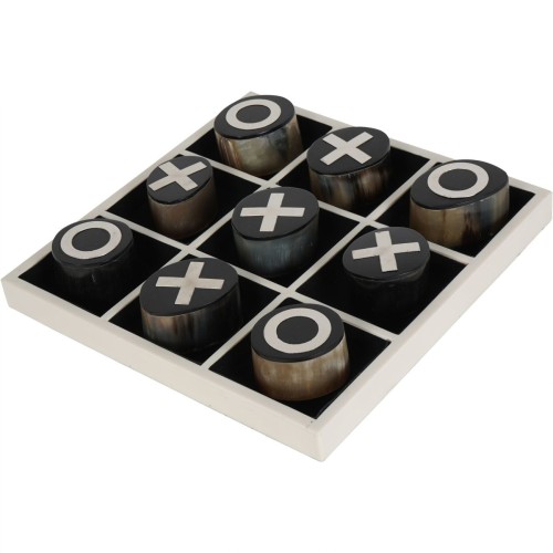 Muswell Decorative Noughts and Crosses Game 28 cm in Recycled Buffalo Horn and Brass
