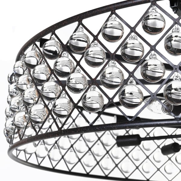 Large 112 cm black chandelier with glass globe details for premium interiors