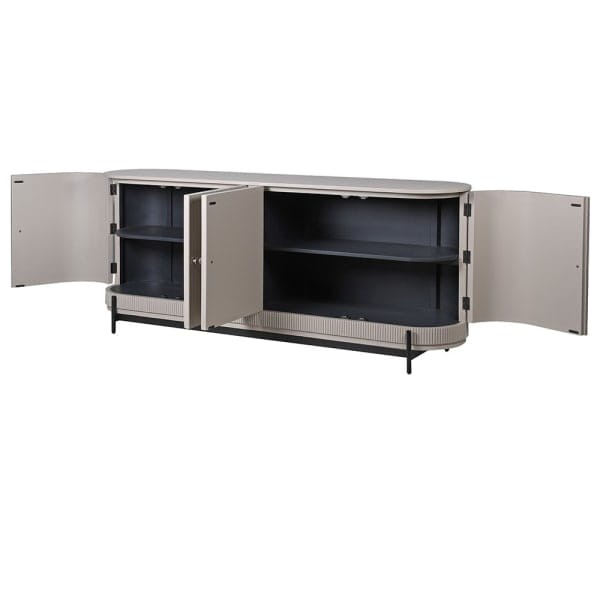 Modern four door sideboard with fluted wood finish