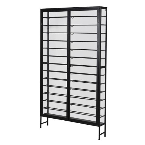 Black Wine Display Cabinet 187 cm – Glass and Iron Wine Storage Cabinet