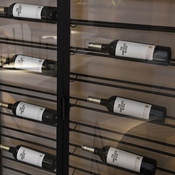Black Wine Display Cabinet 187 cm – Glass and Iron Wine Storage Cabinet