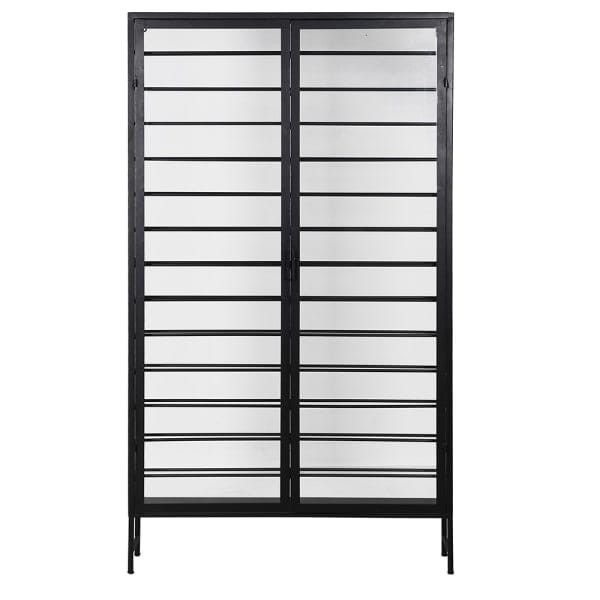 Black Wine Display Cabinet 187 cm – Glass and Iron Wine Storage Cabinet