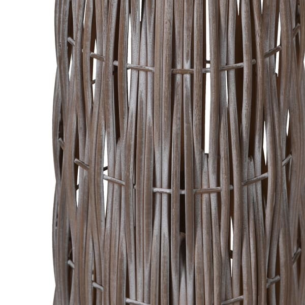 Bamboo Floor Lamp, 158 cm, with Sculptural Woven Base and Cream Linen Shade