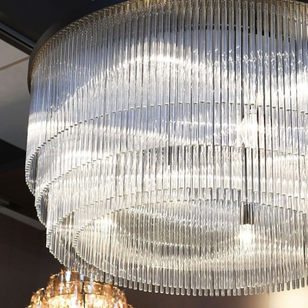 Glass Art Deco Brompton Chandelier, 90x45 cm, with a black frame and transparent glass