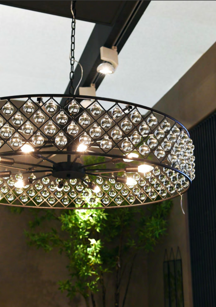 Statement black chandelier with clear glass globes