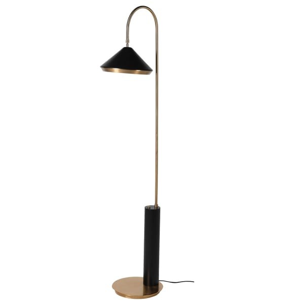 Mayfair Brass Floor Lamp - 179 cm Black Metal with Brass Accents