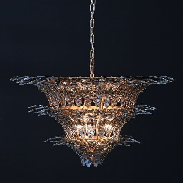 Telcon Glass Chandelier 80 cm - Transparent Glass and Iron