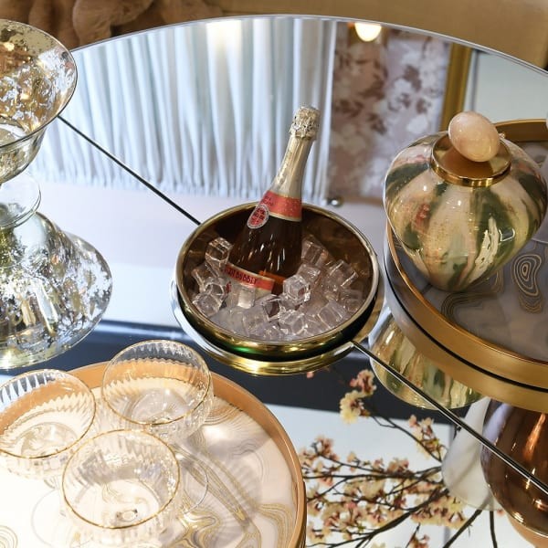 Extravagance Gold Coffee Table - Extendable 120 cm Mirrored Glass Top