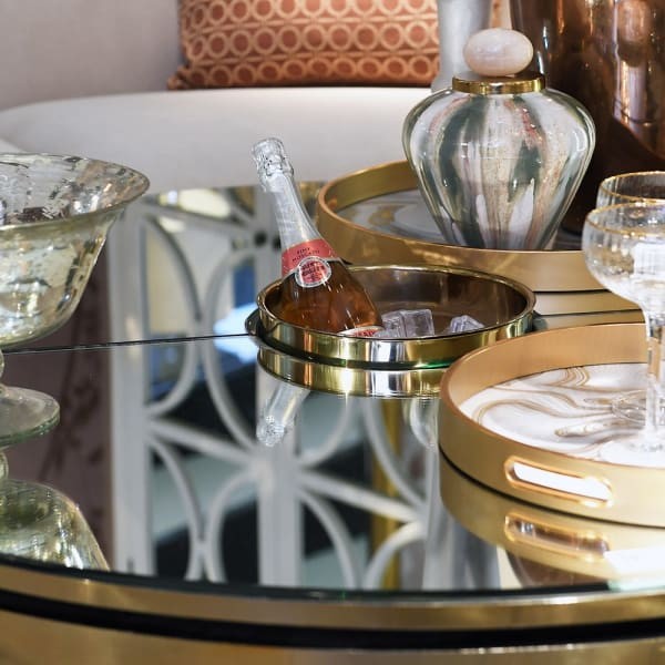 Extravagance Gold Coffee Table - Extendable 120 cm Mirrored Glass Top