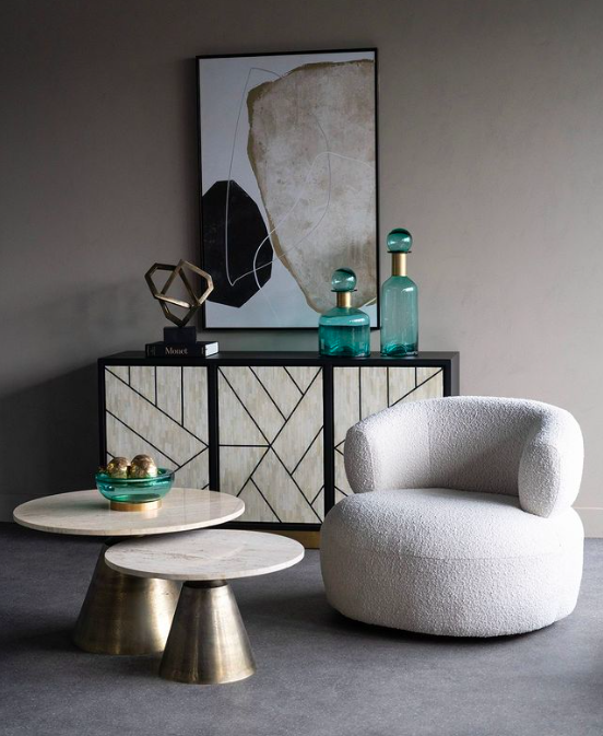Round Camden Marble Coffee Table Small 60 cm light marble gold base