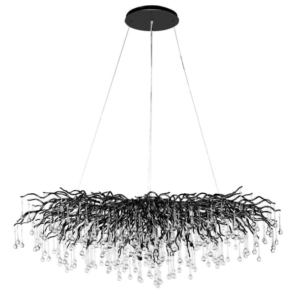 Luxury Black Chandelier with Glass Drops | Statement Pendant Light