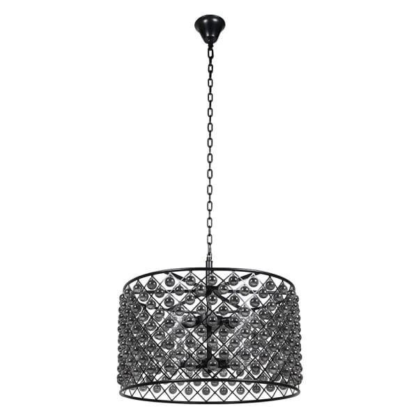 Bremner Round Chandelier 70 cm with Black Frame and Glass Pendants