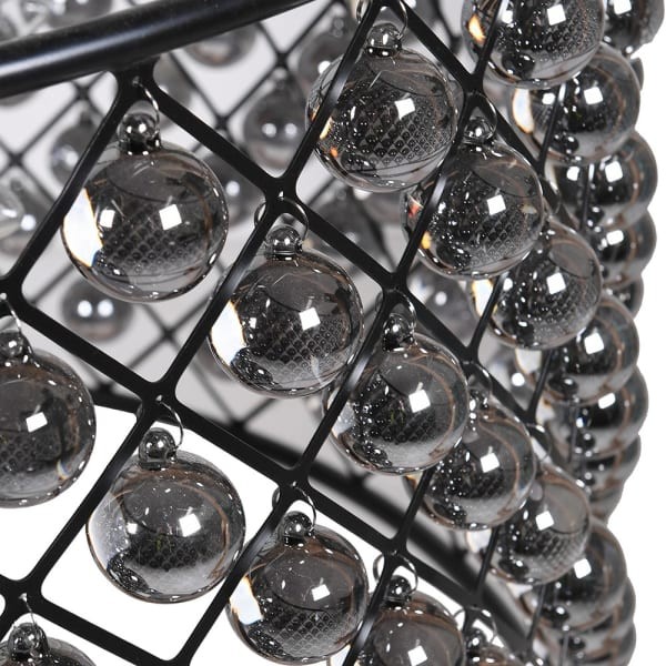 Bremner Round Chandelier 70 cm with Black Frame and Glass Pendants