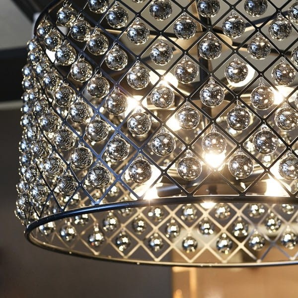Bremner Round Chandelier 70 cm with Black Frame and Glass Pendants