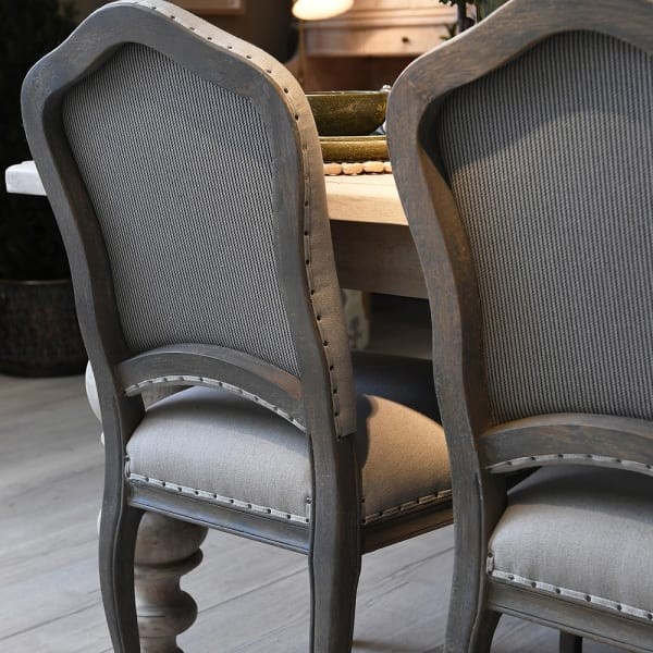Esher grey upholstered dining chair with oak legs