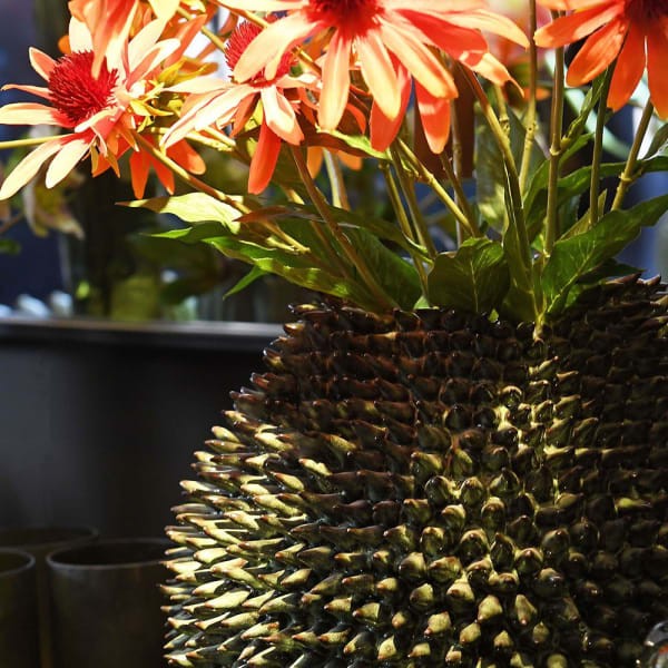 Sea urchin inspired ceramic vase for living room
