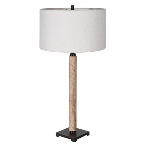 Bromley 84cm table lamp with a natural brown marble base