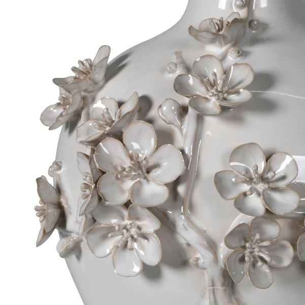 Decorative off-white ceramic vase for living room