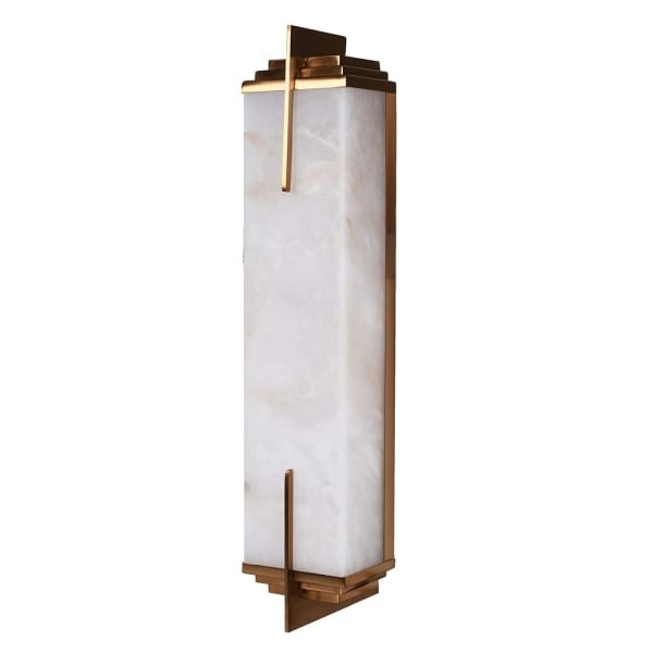 Elegant Alabaster Wall Light with Gold Details – Modern LED Sconce