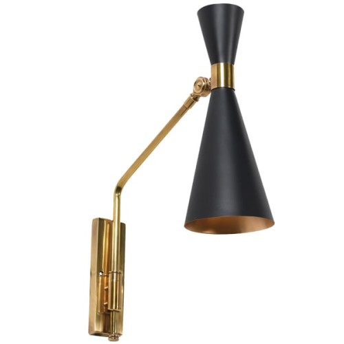 Mayfair Black and Brass Wall Light – Adjustable Metal Shade
