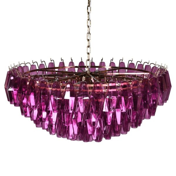 Maldon Fuchsia Large Chandelier – 90 cm, Pink Glass and Iron