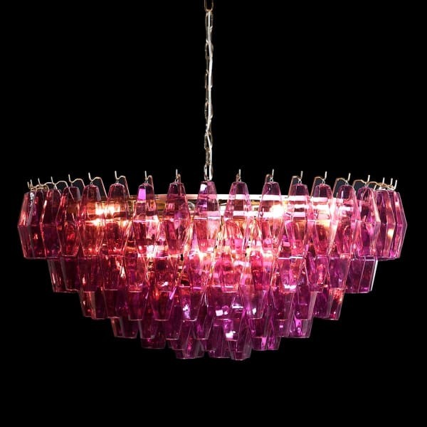 Maldon Fuchsia Large Chandelier – 90 cm, Pink Glass and Iron