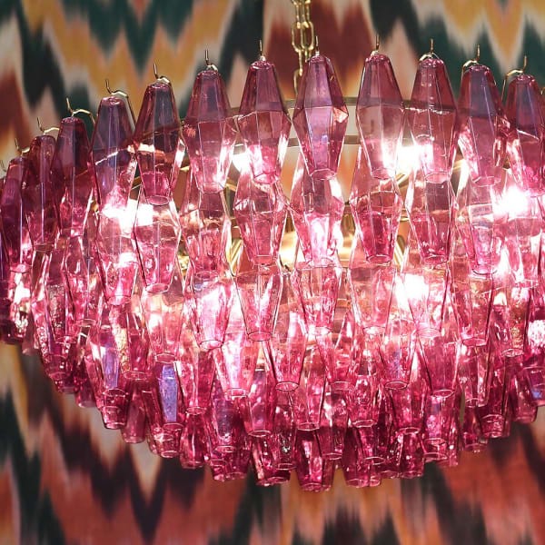 Maldon Fuchsia Large Chandelier – 90 cm, Pink Glass and Iron