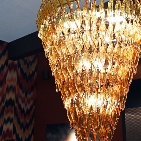 Large Maldon Amber glass chandelier