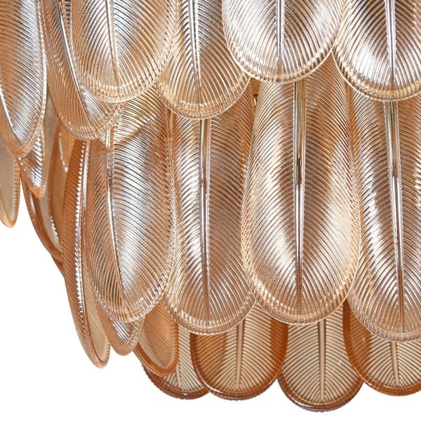 Kensington rectangular chandelier with layered ribbed glass panels