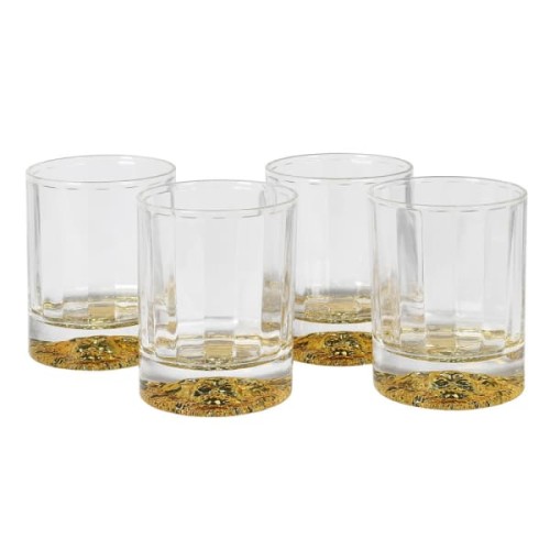 Lions Gold Motif Glass Tumblers – Set of Four, 11 cm