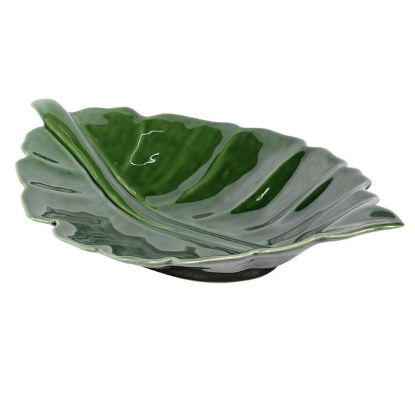 Ayrton Leaf green stoneware decorative bowl