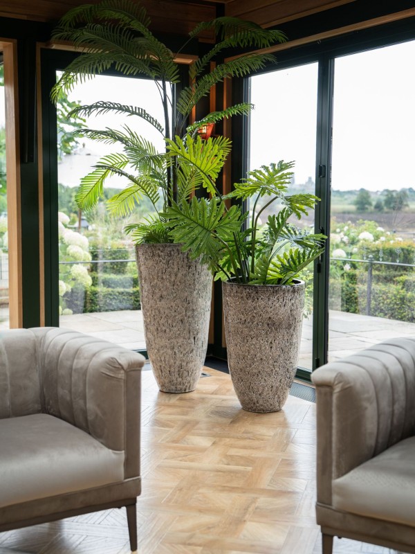 Tall Beige Glaze Planter M 80 cm – Beige Ceramic Planter