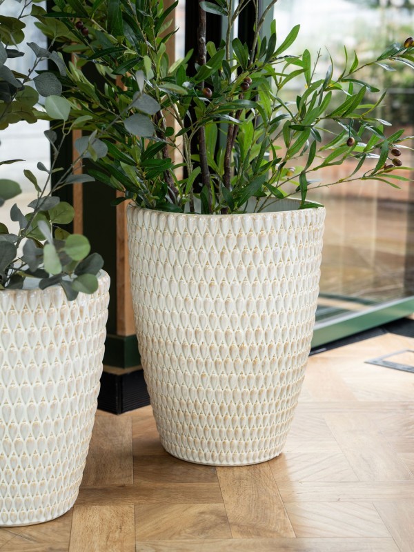 Boscobel Cream Ceramic Planter L 54 cm – Cream Planter for the Living Room