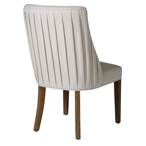 Savile Cream Upholstered Dining Chair with Wooden Legs and Decorative Stitching