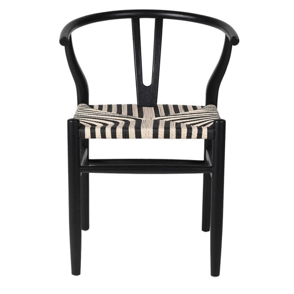 Wishbone Black and White Dining Chair with Wooden Frame and Decorative Seat – 79 cm