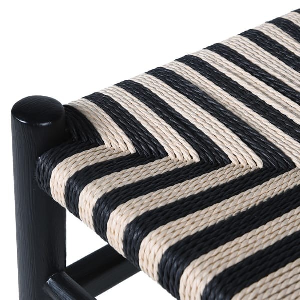 Wishbone Black and White Dining Chair with Wooden Frame and Decorative Seat – 79 cm