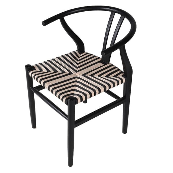 Wishbone Black and White Dining Chair with Wooden Frame and Decorative Seat – 79 cm
