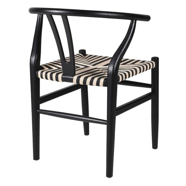 Wishbone Black and White Dining Chair with Wooden Frame and Decorative Seat – 79 cm