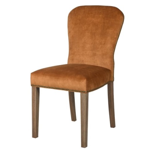 Eccleston Gold Velvet Dining Chair with Oak Legs