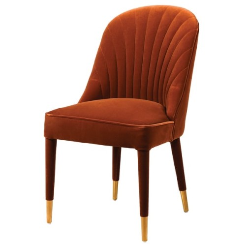 Rust Velvet Dining Chair with Gold Details – 95 cm
