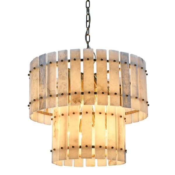 White and gold alabaster chandelier for living room