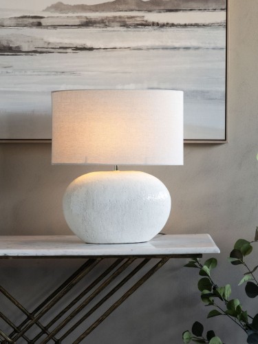 Terracotta White Table Lamp 53 cm with Linen Shade