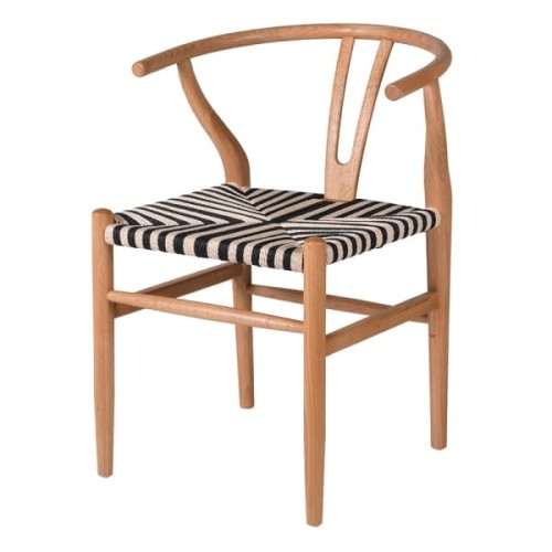 Wishbone Wooden Dining Chair B&W 79 cm with Wooden Frame and Decorative Seat