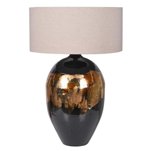 Ayrton Gold Large Table Lamp 80cm with Linen Shade