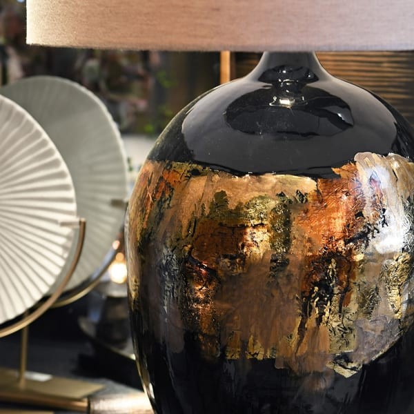 Black and gold-toned table lamp 80cm high